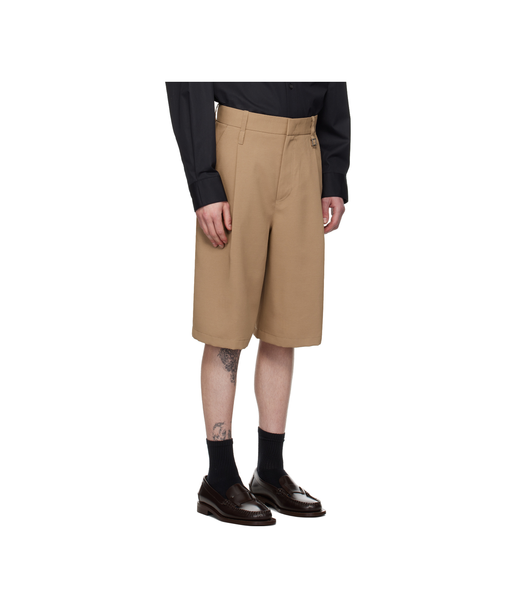 Wooyoungmi Tan Pleated Shorts In Green