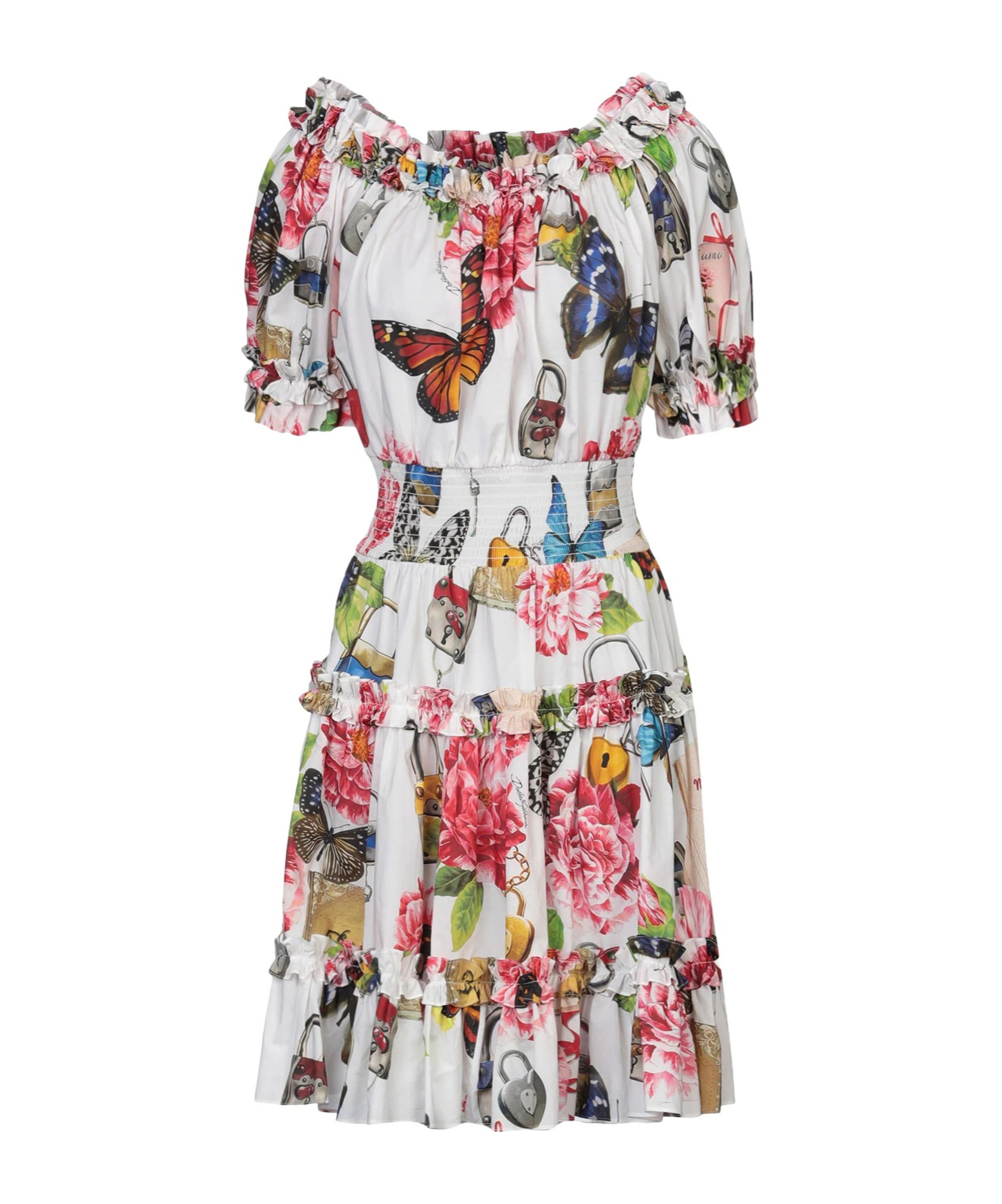 Dolce & Gabbana Floral Short-sleeve Dress In White