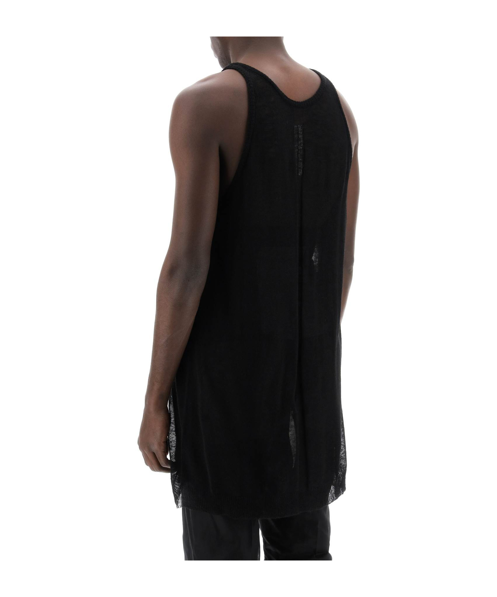 Rick Owens Canotta In Maglia Dettaglio Lettering Traforato In Black