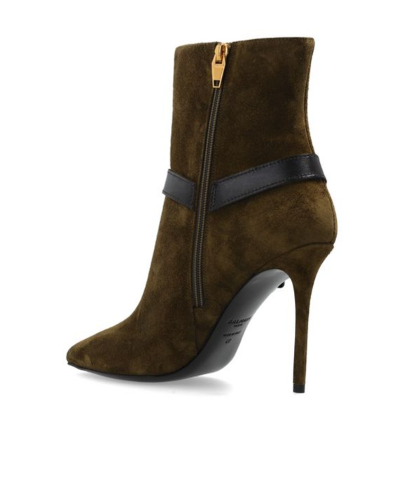 Shop Balmain 105mm Pointed Suede Ankle Boots In Black