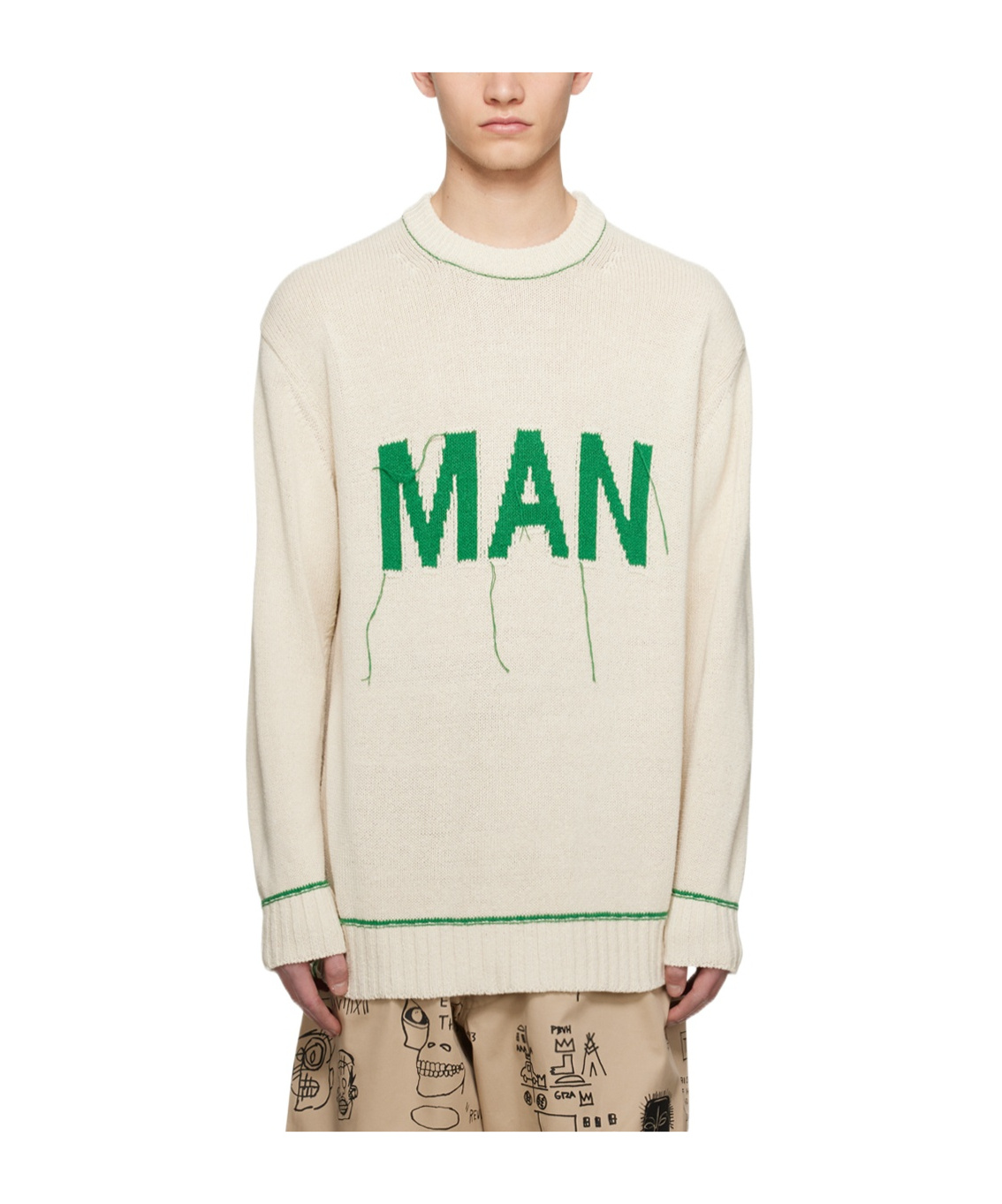 Junya Watanabe Round-collar And Long-sleeved Sweater In Nude