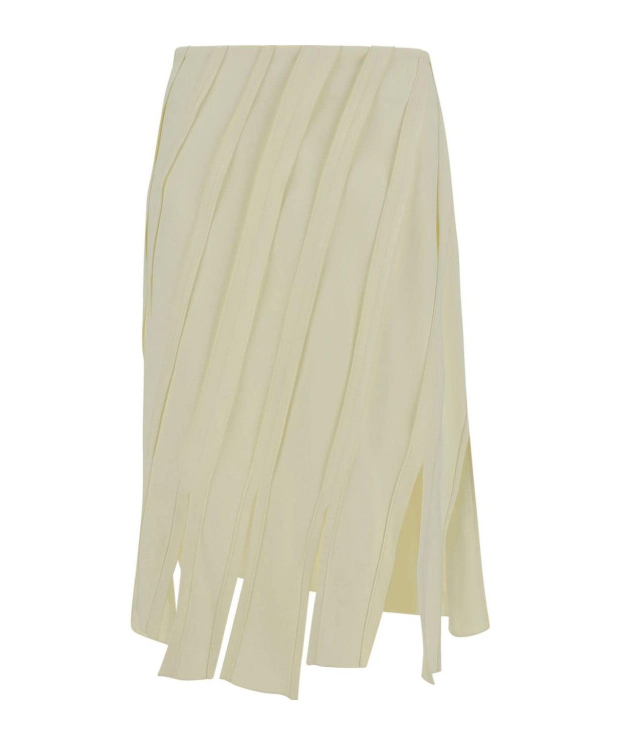 Shop Bottega Veneta Draped High-waisted Midi Skirt In Nude