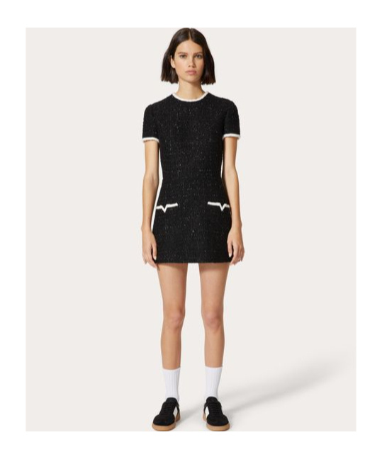 Valentino Lurex-detail Tweed Minidress In Black