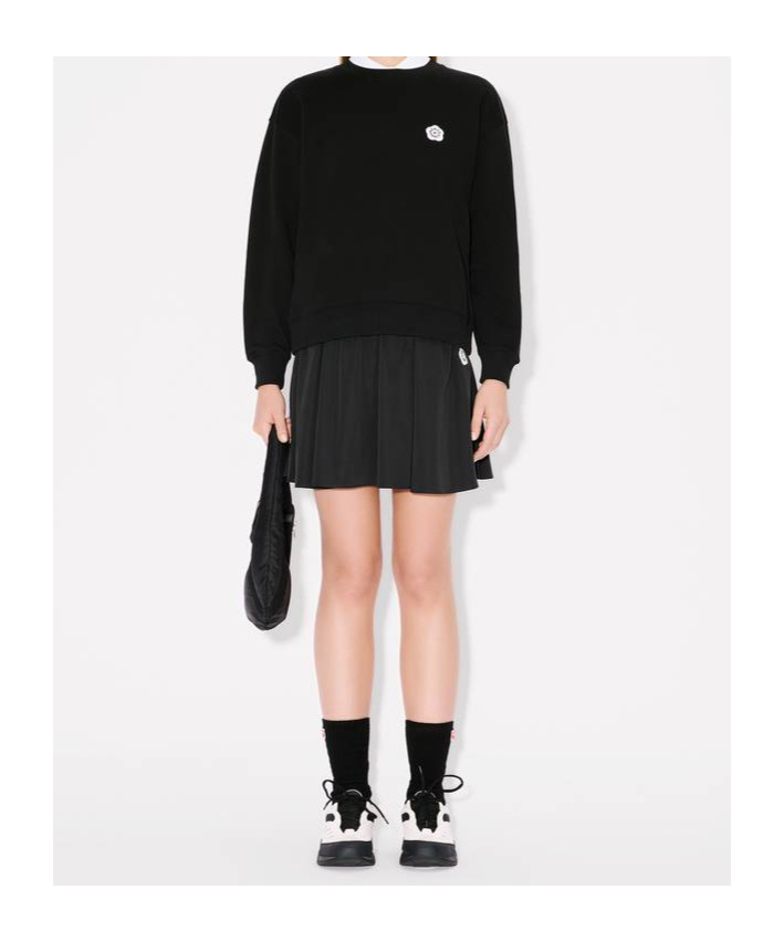 Kenzo Long-sleeved Embroidered Hoodie In Black