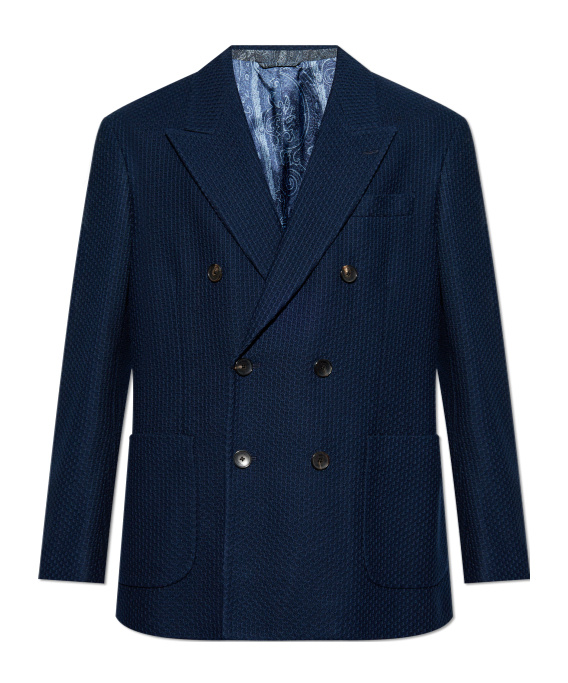 Etro Double-breasted Blazer In Black
