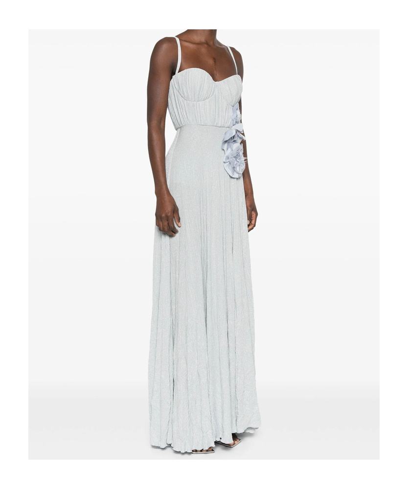 Elisabetta Franchi Maxi Dress With Sweetheart Neckline In Sky Blue