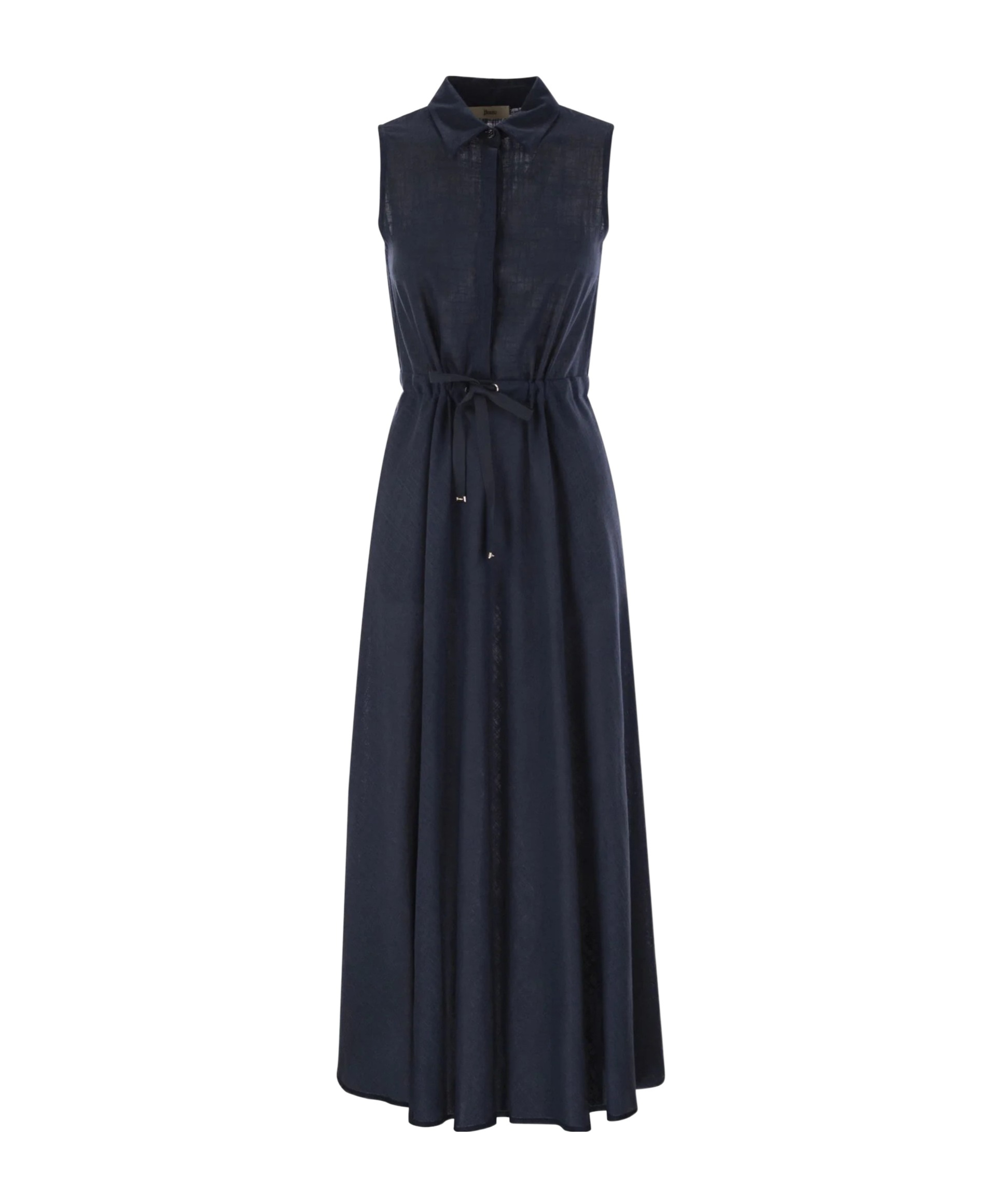 Herno Drawstring Waist Sleeveless Maxi Shirt Dress