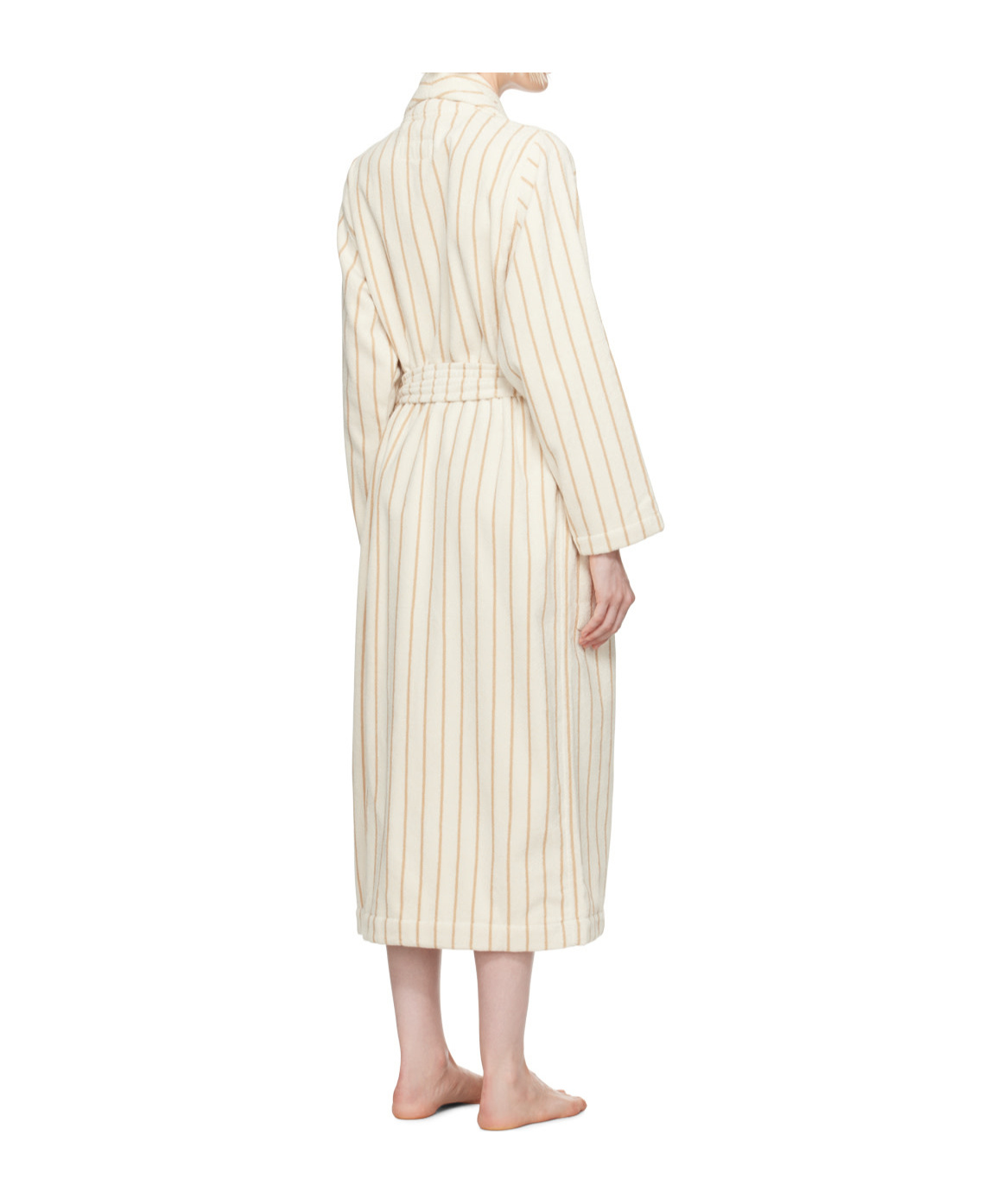Tekla Striped Long-sleeved Bathrobe In White