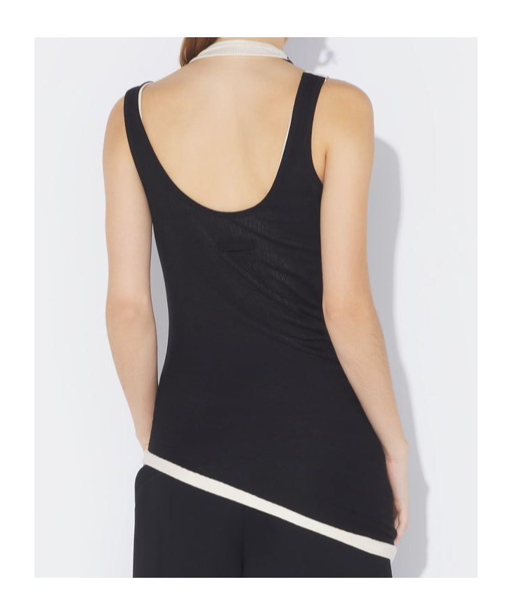 Shop Jean Paul Gaultier The Black Draped Double Tank Top In Blackecru