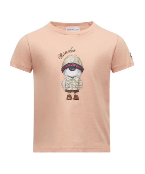 Moncler Teddy Bear Motif Cotton T-shirt In Neutral