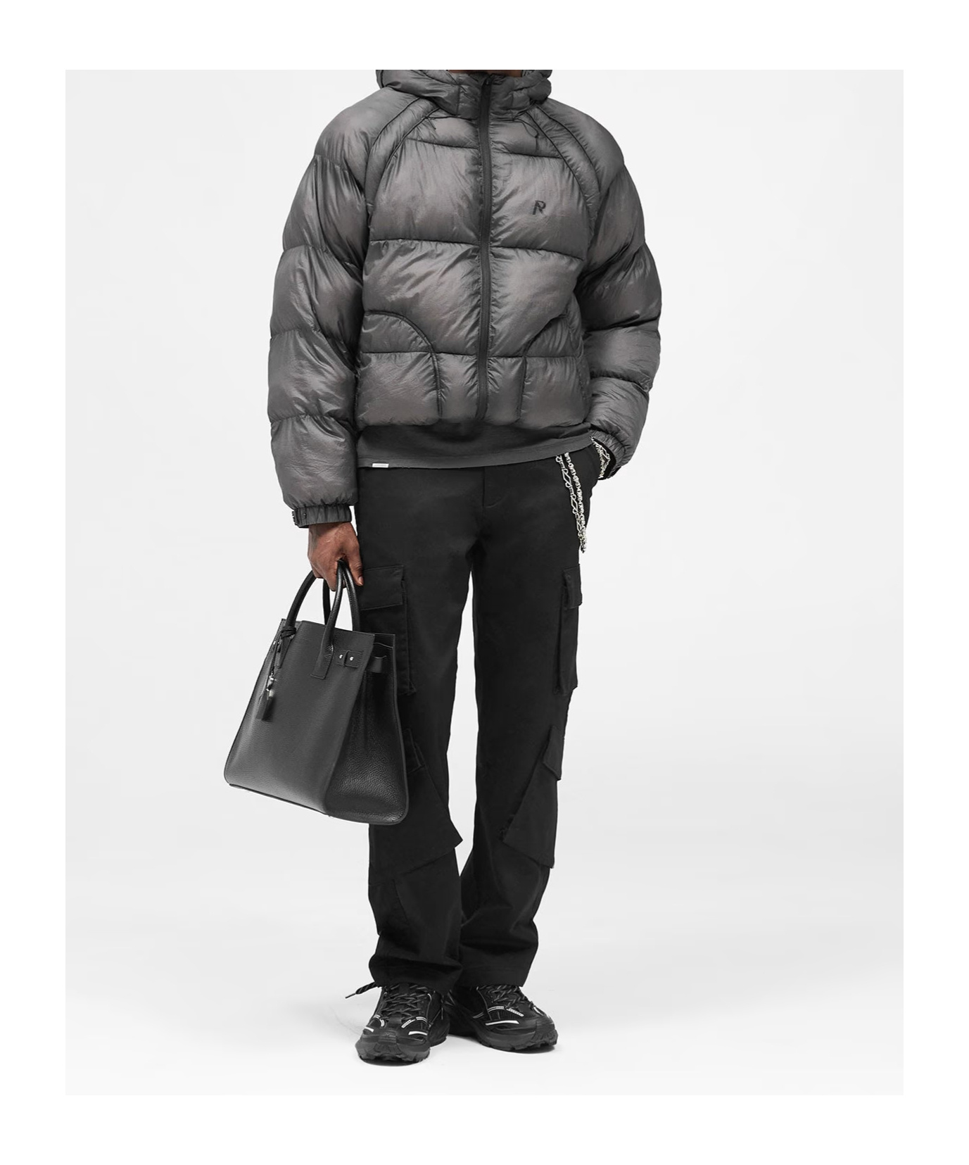 Represent Down Jacket With Logo In Black