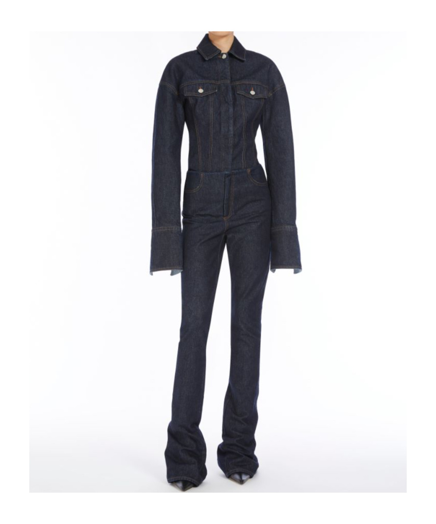 Sportmax Denim Fitted-waist Jacket In Black