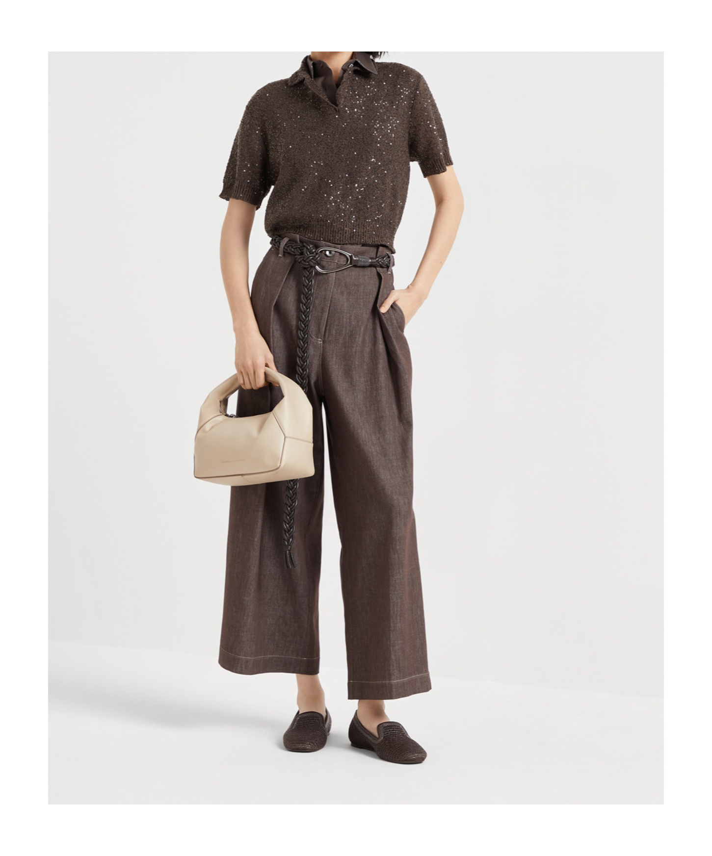Brunello Cucinelli Box Pleat Trousers In Brown