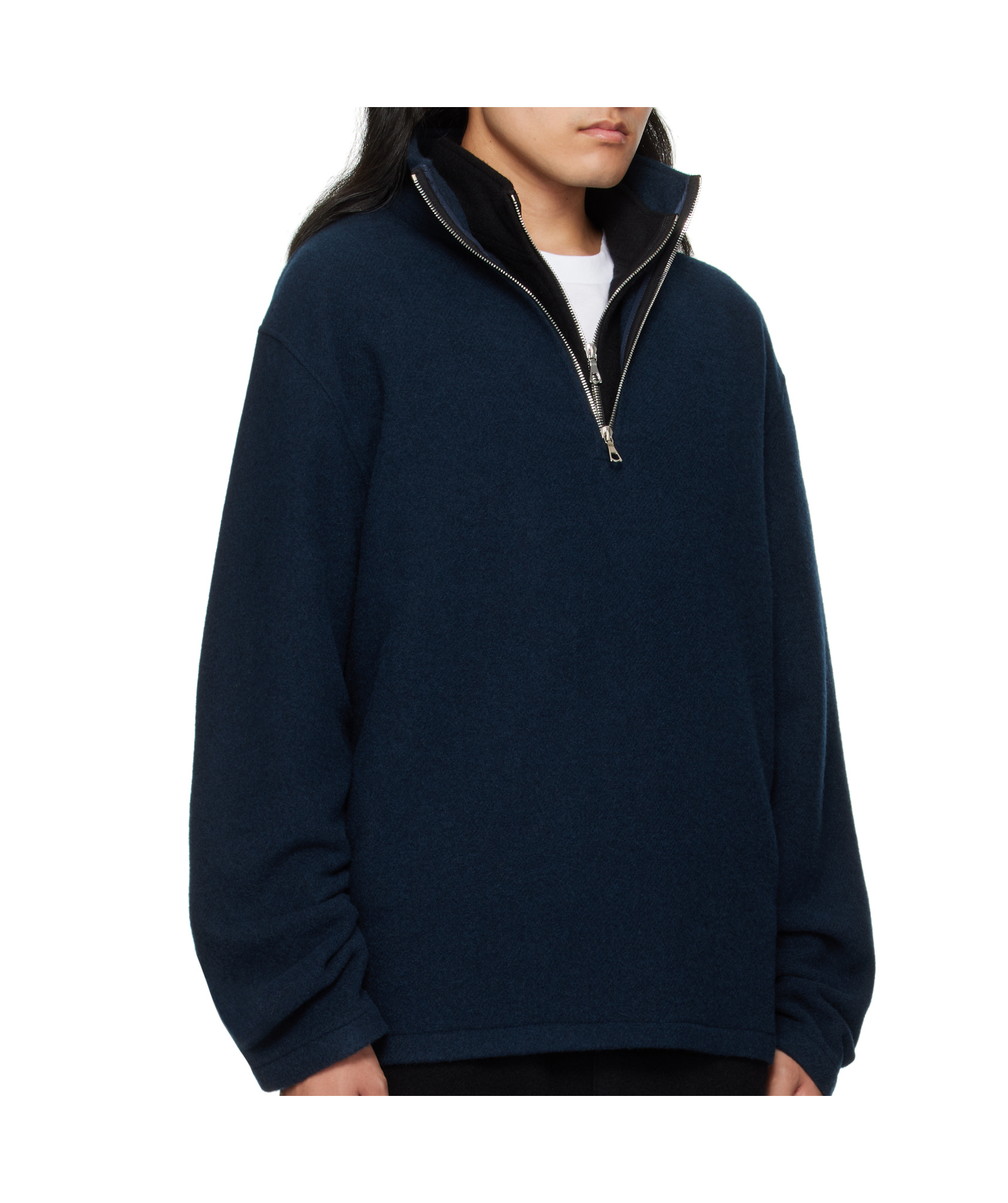 Rier Virgin Wool Zip-up Sweater In Blue