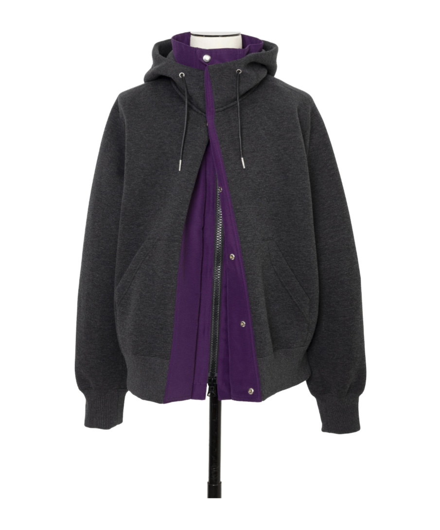 Sacai Sponge Sweat X Grosgrain Hoodie In Gray