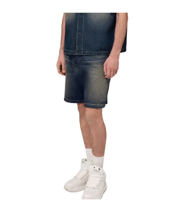 Amiri Drawstring Denim Shorts In Blue