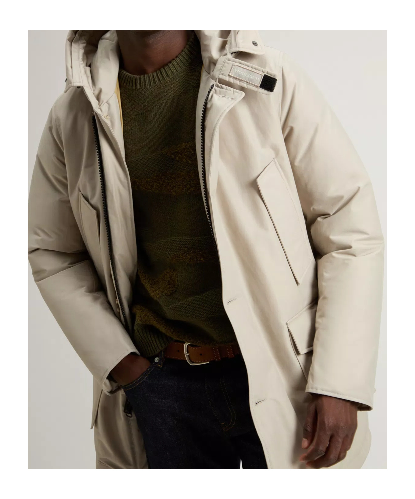 Woolrich Arctic Parka In Ramar Cloth With Detachable Fur Trim In Brown