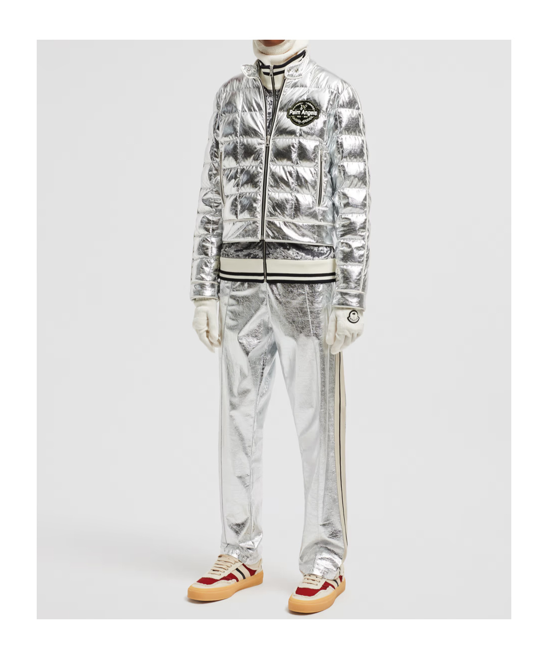 MONCLER MONCLER X PALM ANGELS LOGO PATCH DOWN JACKET