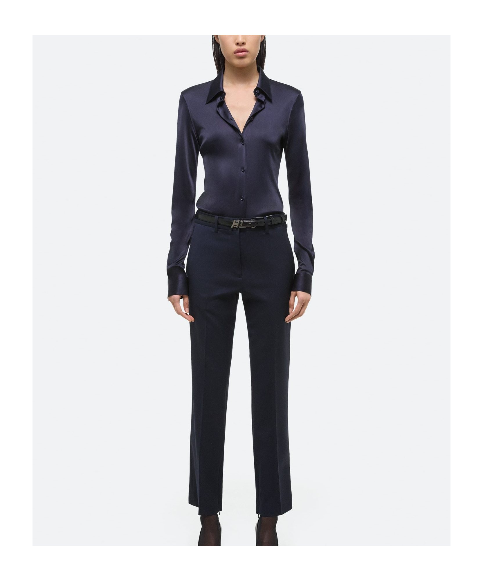 Helmut Lang Pure Wool Trousers In Navy