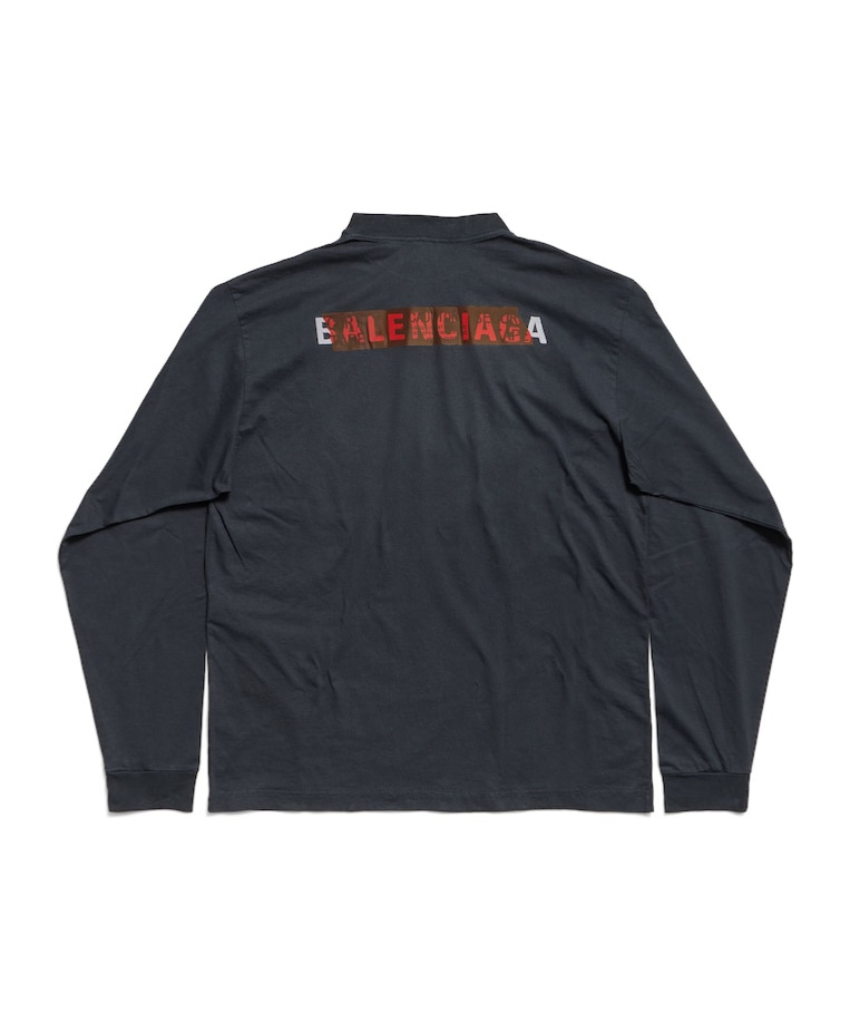 Balenciaga Taped  Back Long Sleeve T-shirt Medium Fit In Faded Black/white/red