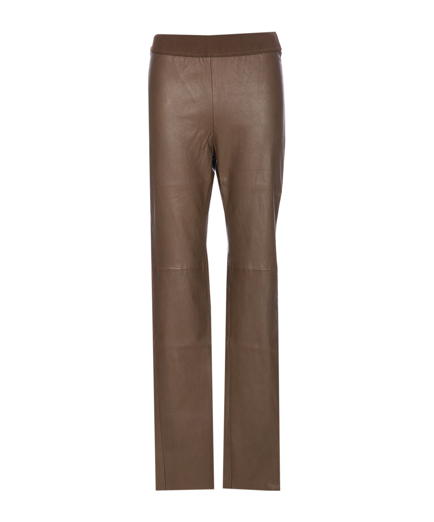 Uma Wang Stretch Leather Trousers Elastic Waist In Brown