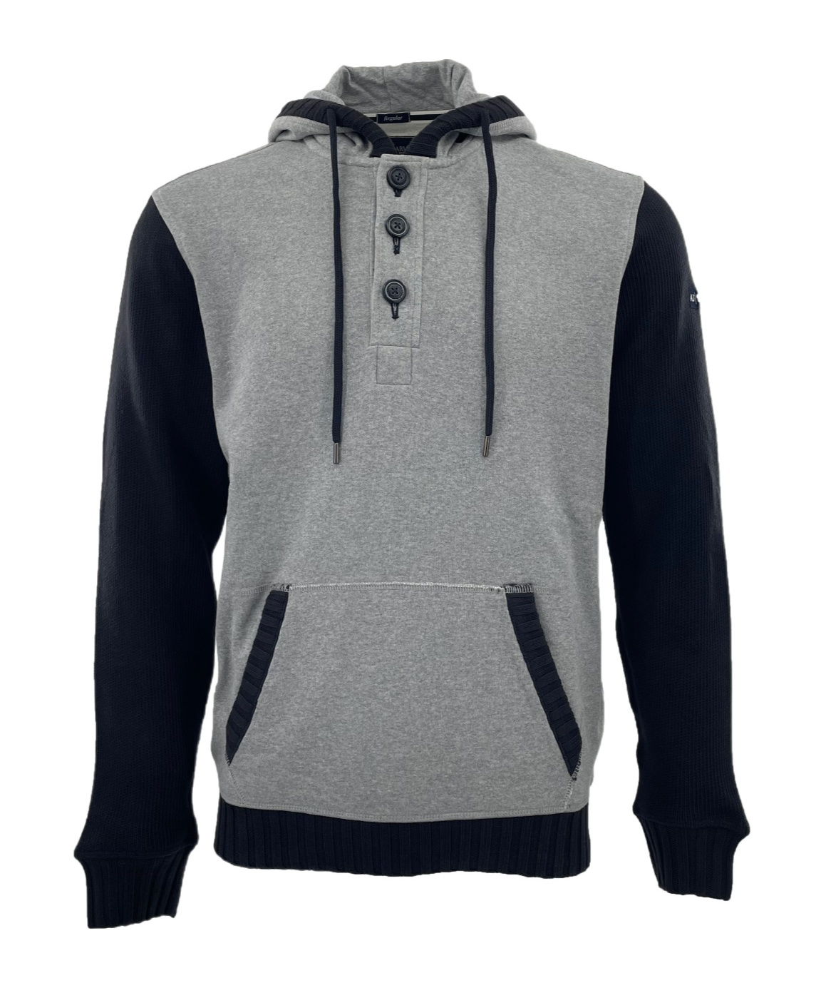 Armani Jeans Hooded Long-sleeved Sweater In Gray