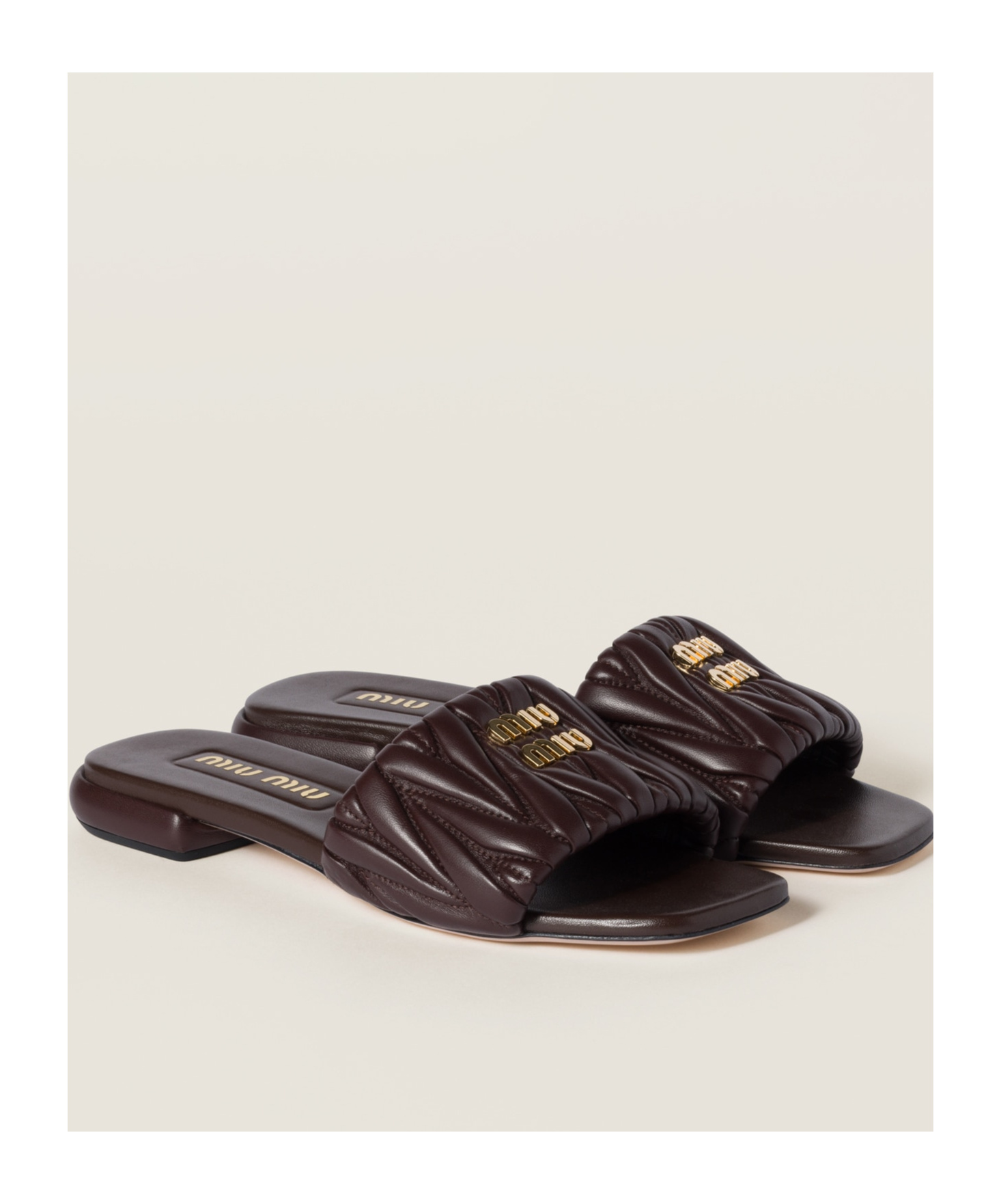 Miu Miu Matelassé Nappa Leather Slides In Black