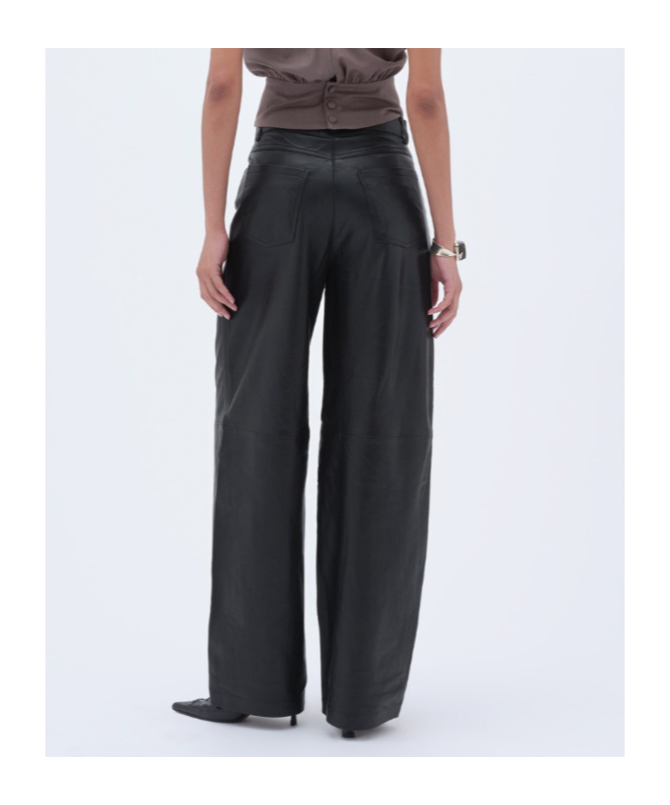 Remain Birger Christensen Cocoon Leather Trousers In Black