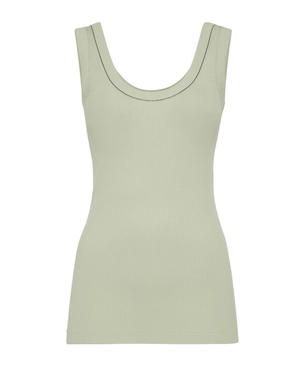 Brunello Cucinelli Ribbed Jersey Tank Top In Nude