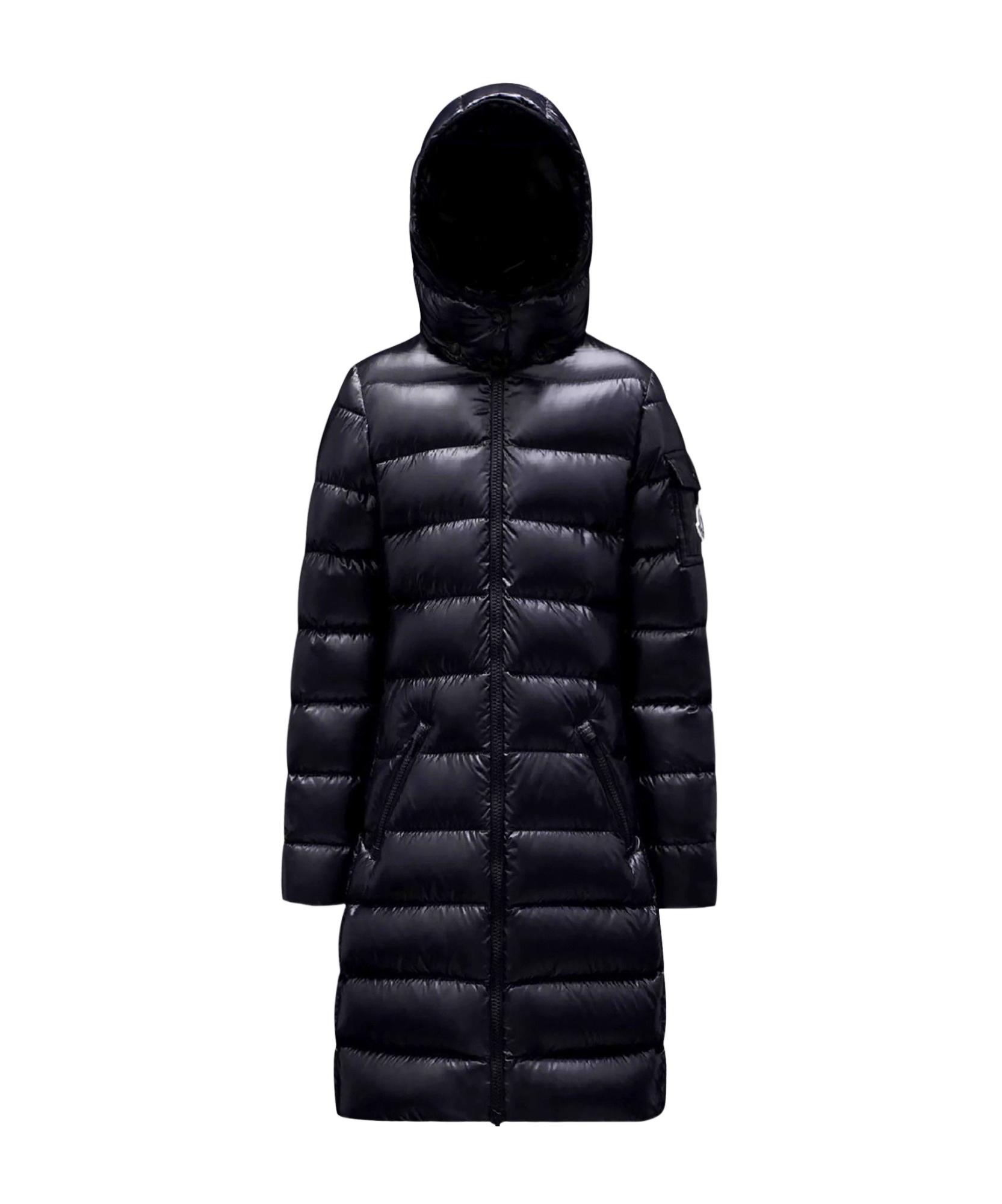 Moncler Moka Long Down Jacket In Blue