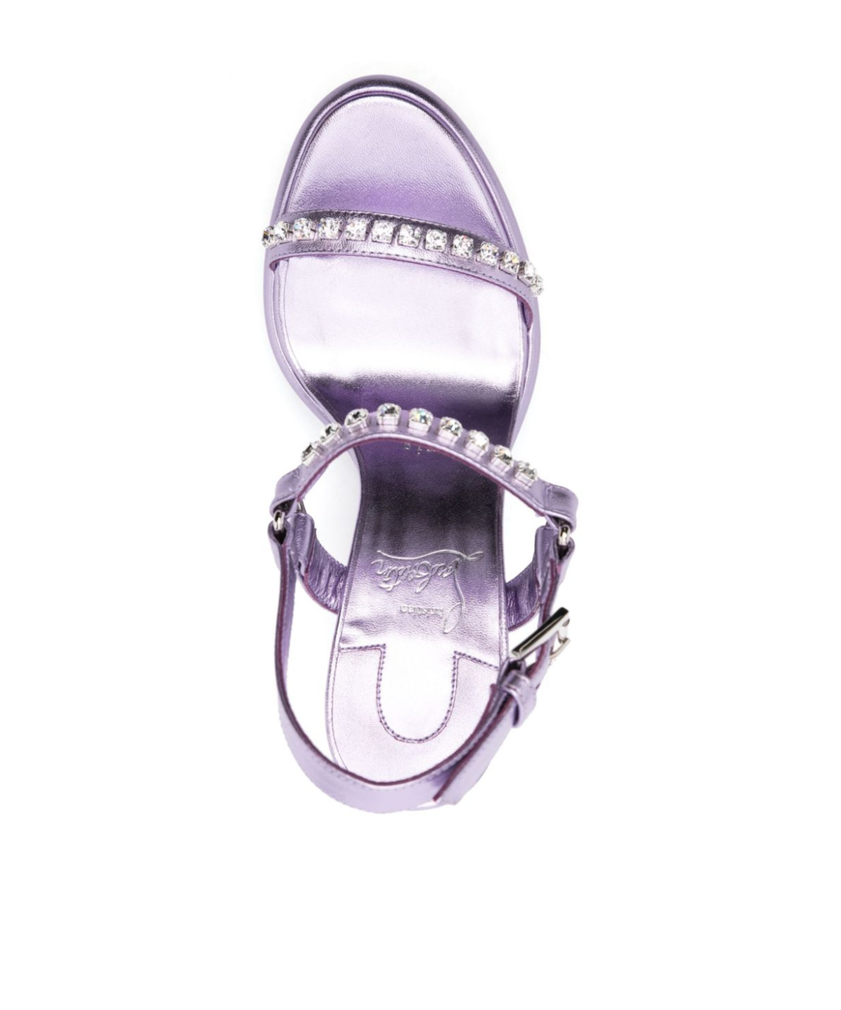 Christian Louboutin Crystal Embellished Leather Wedge Sandals In Purple