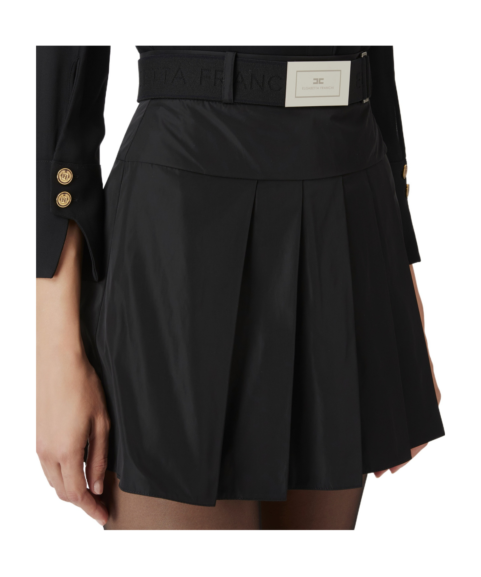 Elisabetta Franchi Pleated Mini Skirt In Black