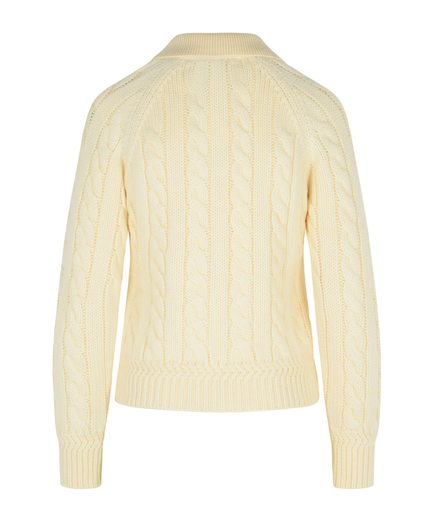 Bally Merino Wool Cable Knit Sweater Collared In Yellow