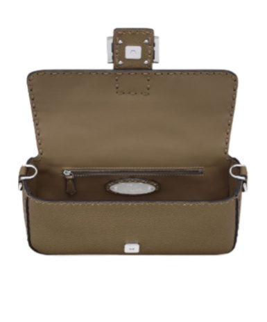 Shop Fendi Green Selleria Bag With 612hand-sewn Topstitches