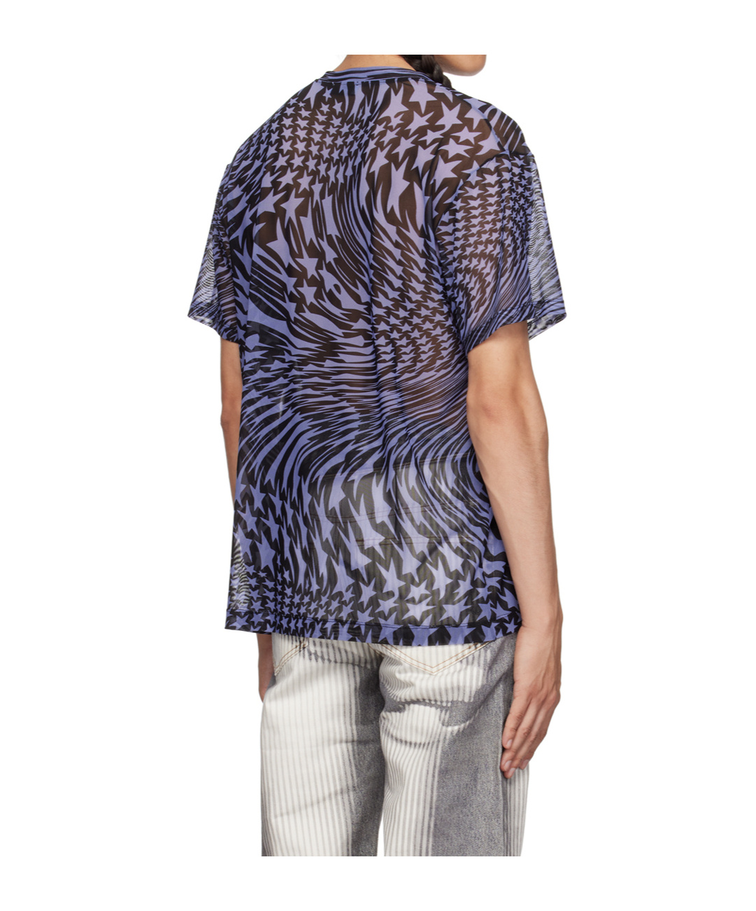 Mugler Round-neck Printed T-shirt In Blue