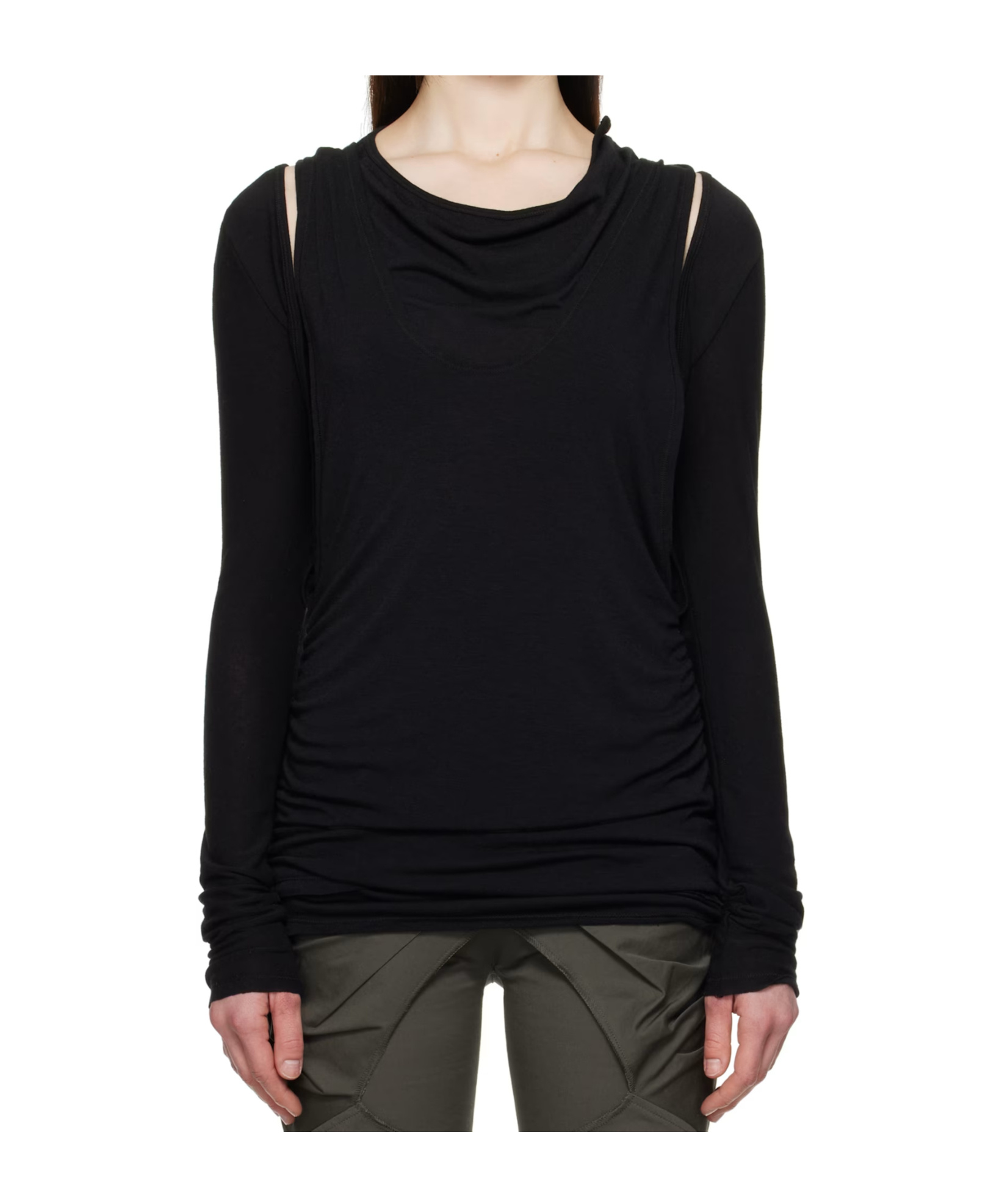 Open Yy Convertible Bolero T-shirt In Black