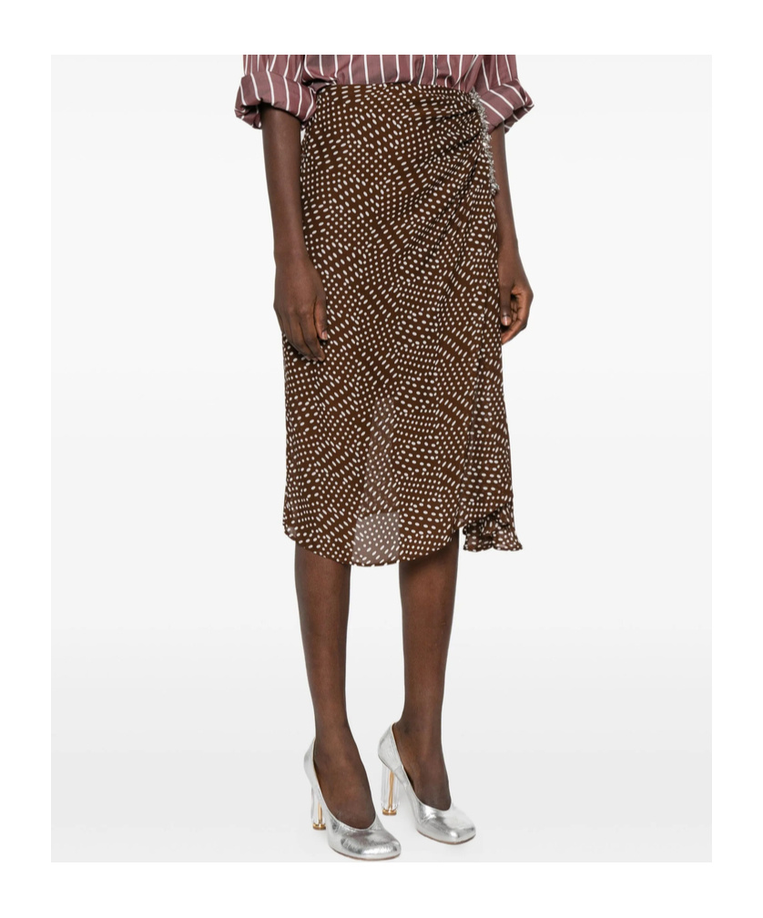 Dries Van Noten Spotted Skirt In Brown