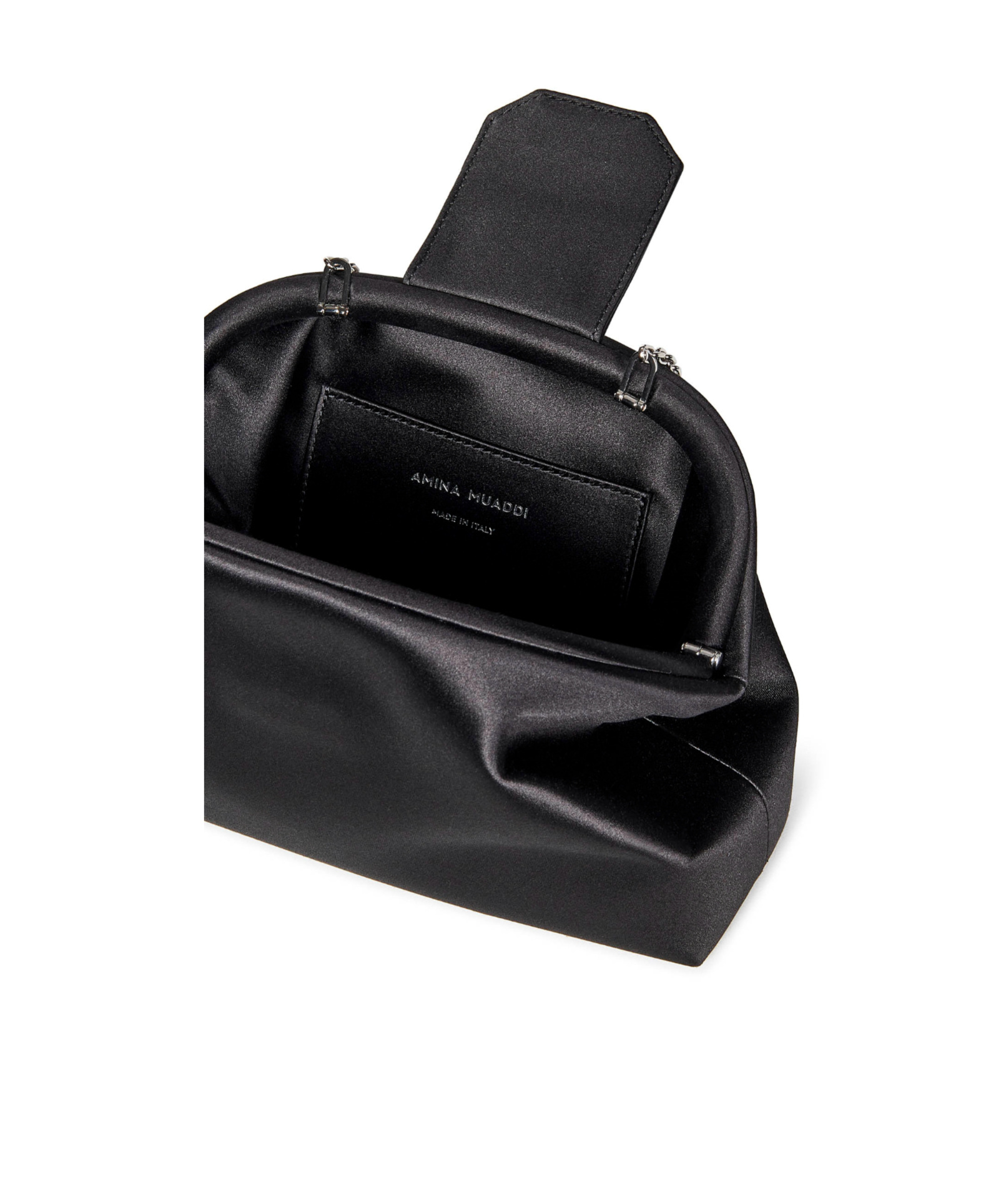 Amina Muaddi Satin Finish Shoulder Bag With Embellished Buckle