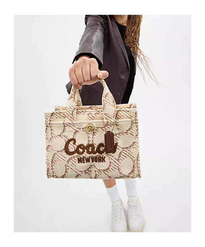 Coach Cargo Tote Bag 26 With Signature Canvas In Nude