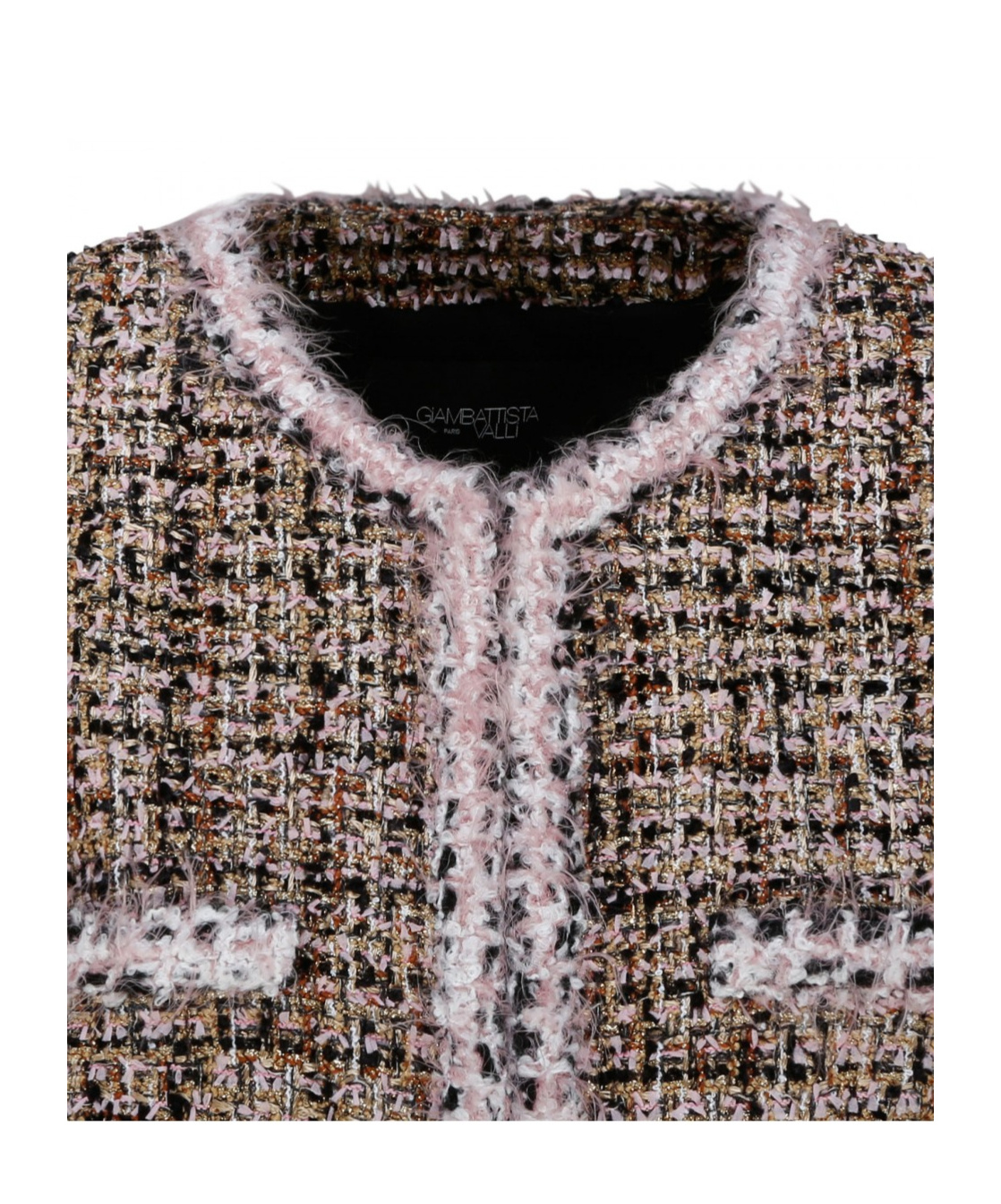 Giambattista Valli Collarless Short Tweed Jacket In Multicolor