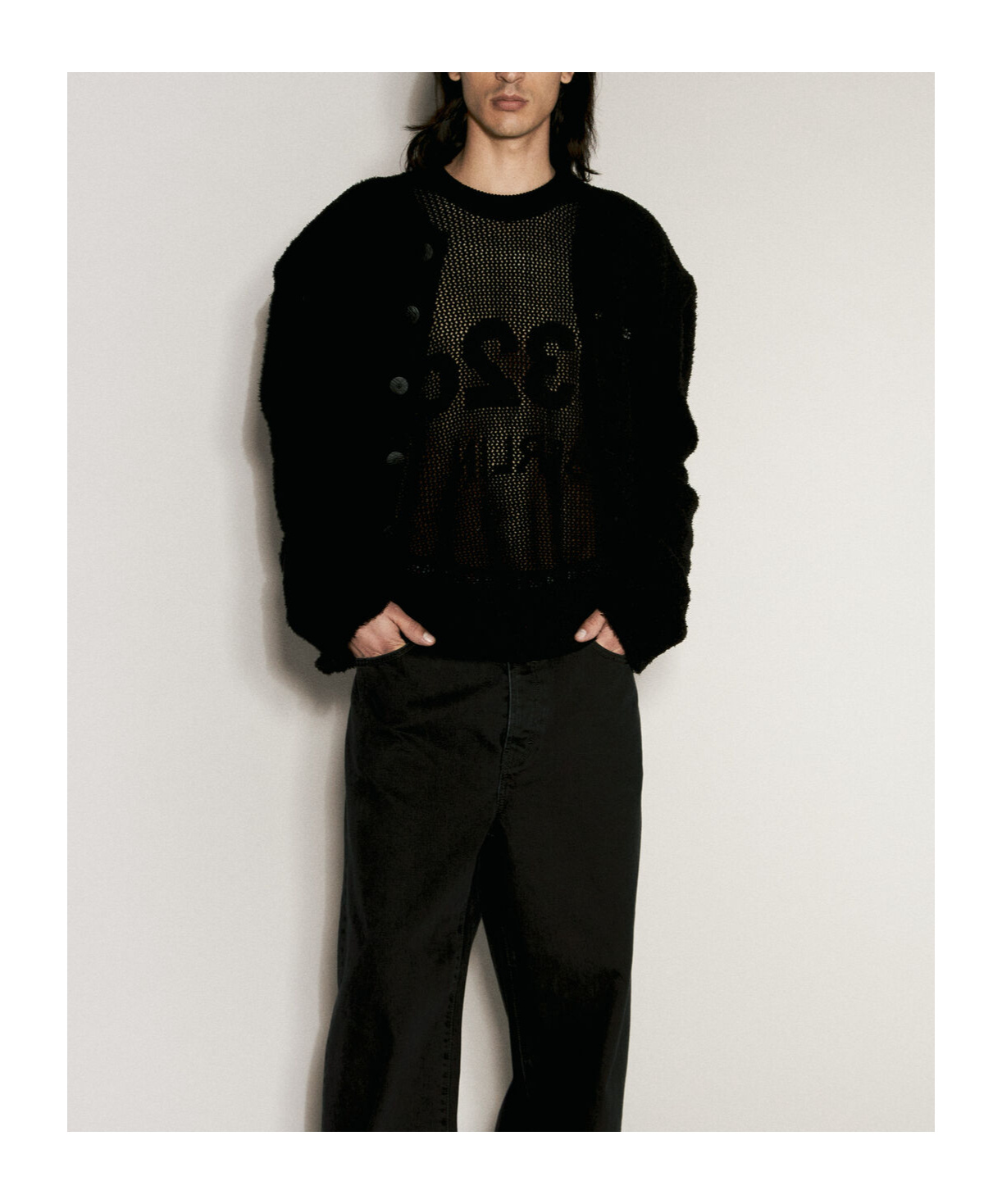 032c Hollowed-out Knitted Sweater In Black