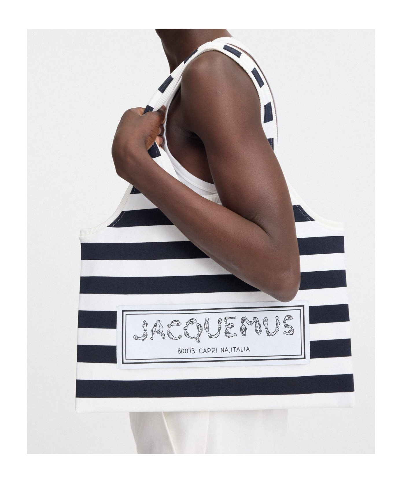 Jacquemus Le Sac Marcel Striped Soft Bag In White