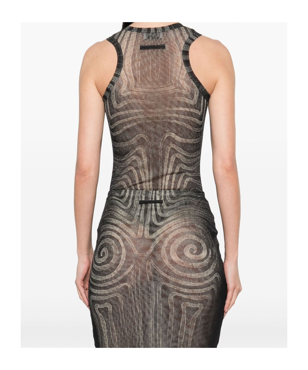 Jean Paul Gaultier Black 'the Spirale' Bodysuit In Gray