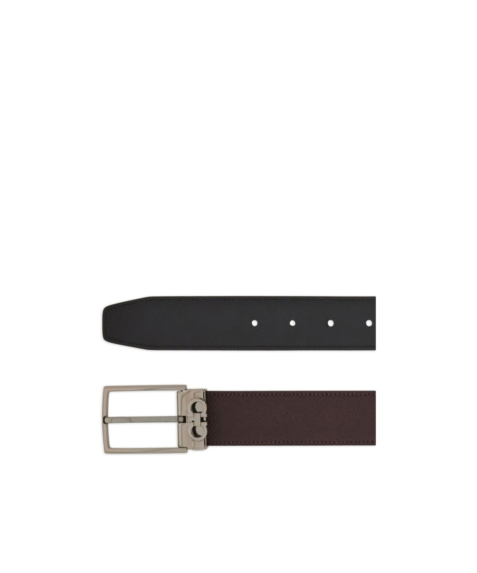 Ferragamo Reversible Leather Buckled Belt In Black