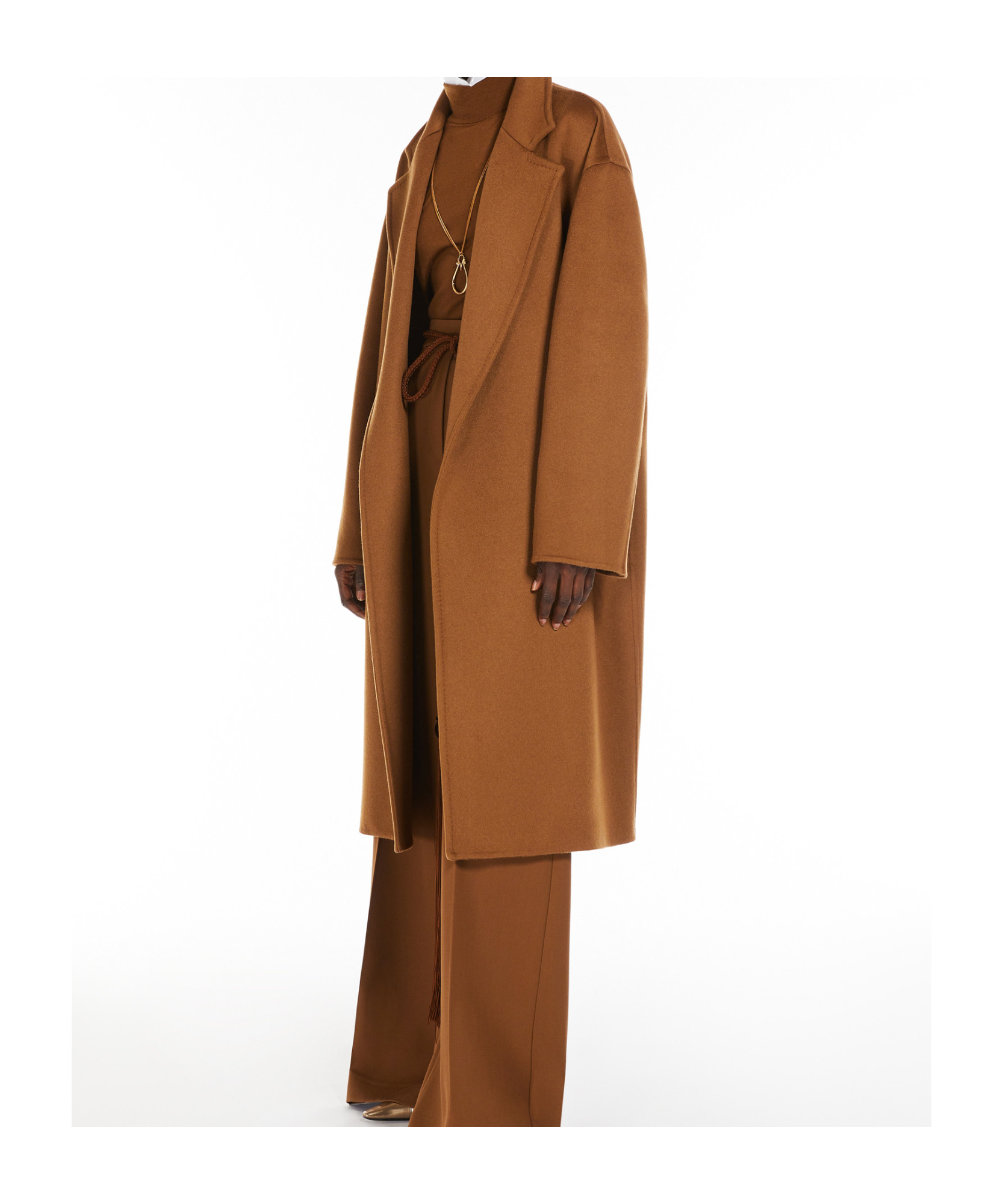 Max Mara Belted Waist Camel Coat With Detachable Belt In Brown