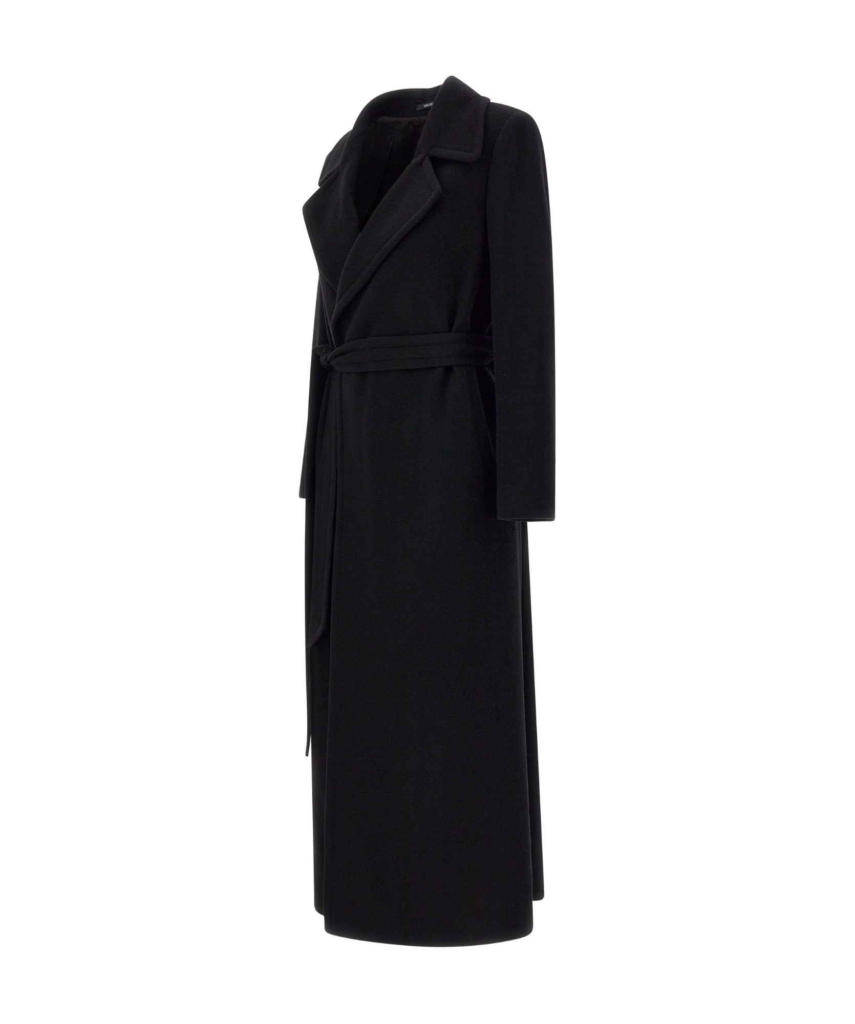 Tagliatore Virgin Wool Blend Belted Midi Coat In Black