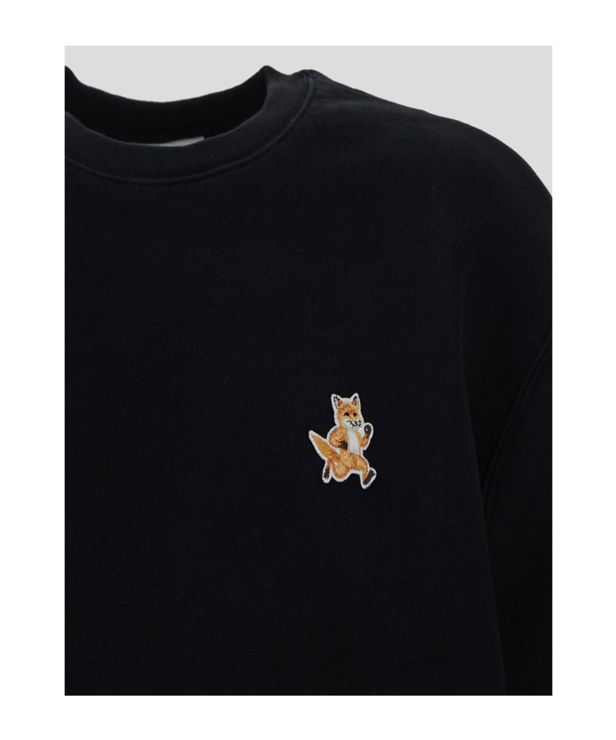 Shop Maison Kitsuné Fox-motif Cotton Sweatshirt In Black