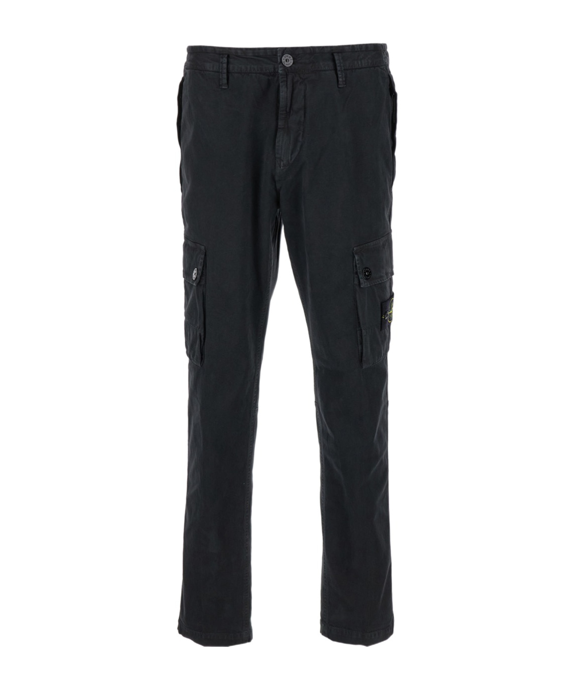 Stone Island Black Slim Cargo Pants With Elasticated Waist And Logo Patch In Stretch Cotton Man In Black