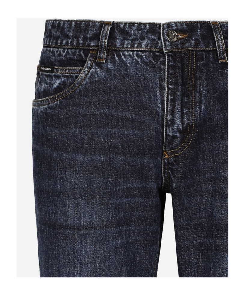 Dolce & Gabbana Classic Jeans With Dg Embroidery In Black