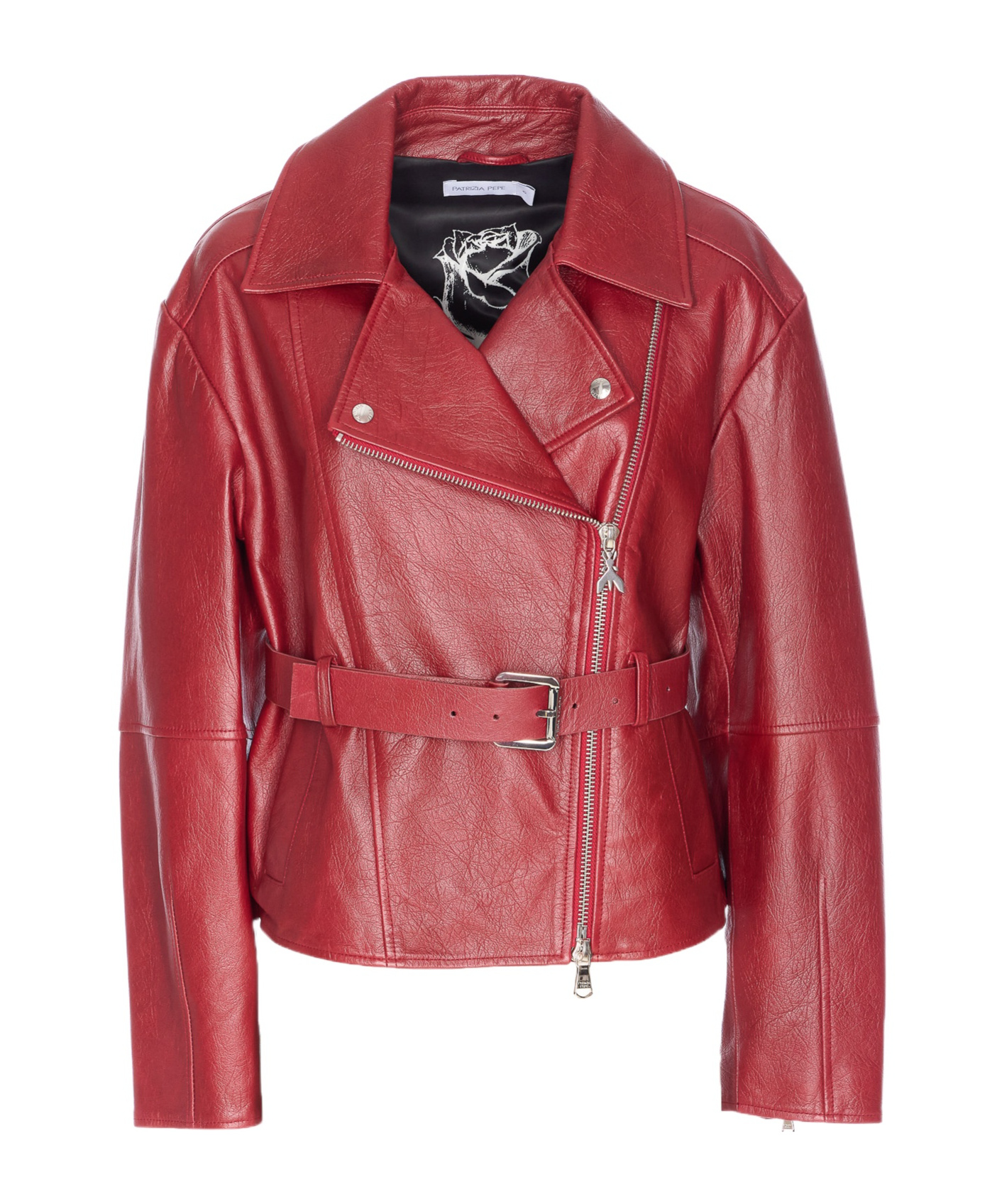 Patrizia Pepe Belted Zip Jacket In Red